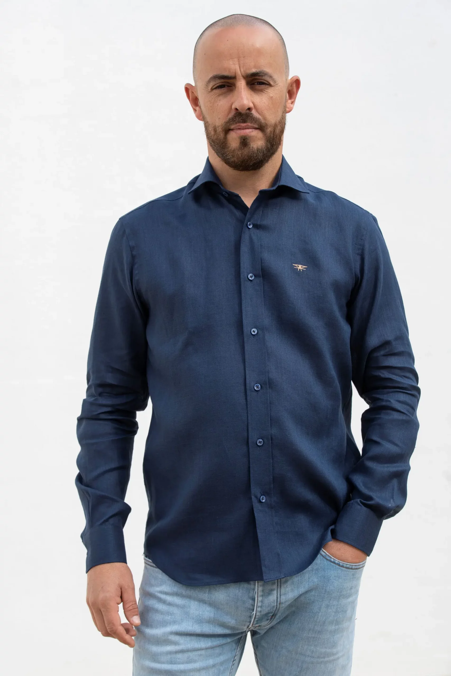 Camisa lino avioneta camel 2